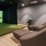 a living room with a large screen