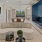 a living room with a large glass door